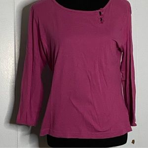 Columbia Pink Cotton Blend Long Sleeve Shirt Ladies Sz Petite Lrg Button Detail